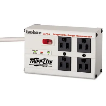 Tripp Lite by Eaton Isobar Surge Protector, 4 AC Outlets, 6 ft Cord, 3,330 J, Light Gray