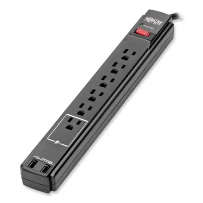 Tripp Lite by Eaton Protect It! Surge Protector, 6 AC Outlets, 2 USB Ports, 6 ft Cord, 990 Joules, Black