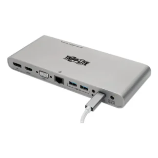 Tripp Lite by Eaton USB Type-C Docking Station, 3.5mm/Displayport/HDMI/RJ45/Thunderbolt 3/USB A/USB C/VGA, Silver