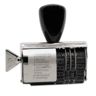 Trodat® Rubber 11-Message Dial-A-Phrase Date Stamp, Conventional