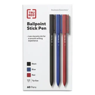 TRU RED™ Ballpoint Pen, Stick, Medium 1 mm, Assorted Ink and Barrel Colors, 60/Pack