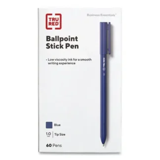 TRU RED™ Ballpoint Pen, Stick, Medium 1 mm, Blue Ink, Blue Barrel, 60/Pack