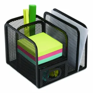 TRU RED™ Five Compartment Wire Mesh Accessory Holder, Black