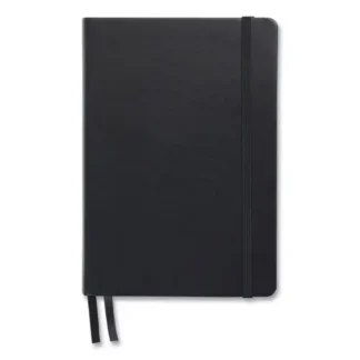 TRU RED™ Flexible-Cover Business Journal with Elastic Closure, 1-Subject, Narrow Rule, Black Cover, 8 x 5.5 Inches, 128 Sheets