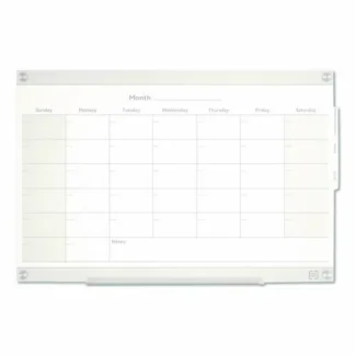 TRU RED™ Magnetic Glass Dry Erase Board with Templates, Six Views, 3 ft x 2 ft, White Surface