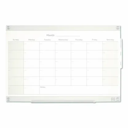 TRU RED™ Magnetic Glass Dry Erase Board with Templates, Six Views, 3 ft x 2 ft, White Surface
