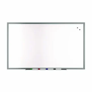 TRU RED™ Magnetic Porcelain Dry Erase Board, 60" x 36", White Surface, Gray/Natural Aluminum Frame