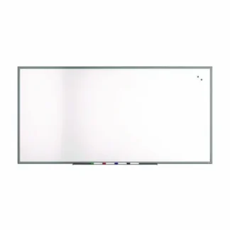 TRU RED™ Magnetic Porcelain Dry Erase Board, 96" x 48", White Surface, Gray/Natural Aluminum Frame