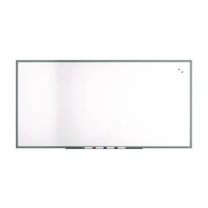 TRU RED™ Magnetic Porcelain Dry Erase Board, 96" x 48", White Surface, Gray/Natural Aluminum Frame