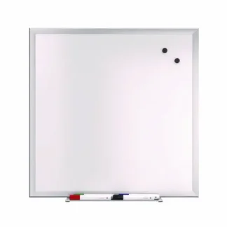 TRU RED™ Magnetic Steel Dry Erase Board, 24" x 24", White Surface, Gray/Natural Aluminum Frame