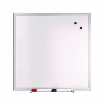 TRU RED™ Magnetic Steel Dry Erase Board, 24" x 24", White Surface, Gray/Natural Aluminum Frame