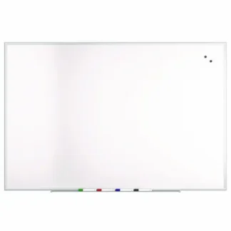 TRU RED™ Magnetic Steel Dry Erase Board, 48" x 72", White Surface, Gray/Natural Aluminum Frame