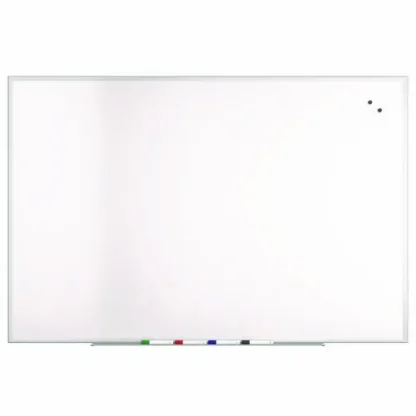 TRU RED™ Magnetic Steel Dry Erase Board, 48" x 72", White Surface, Gray/Natural Aluminum Frame