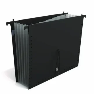 TRU RED™ Moisture-Resistant Hanging Pocket File, 7 Sections, 1/5-Cut Tabs, Letter Size, Black