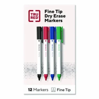 TRU RED™ Pen Dry Erase Markers, Bullet Fine Tip, Assorted Colors, 12/Pack