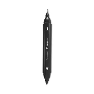 TRU RED™ Permanent Marker, Pen-Style Twin-Tip, Extra-Fine/Fine Tips, Black, 4/Pack