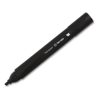 TRU RED™ Permanent Marker, Tank-Style, Medium Chisel Tip, Black, 36/Pack