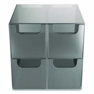 TRU RED™ Plastic Cube Desktop Organizer, 4 Compartments, Smoke