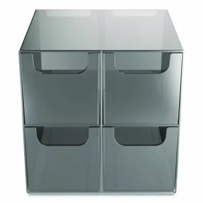 TRU RED™ Plastic Cube Desktop Organizer, 4 Compartments, Smoke