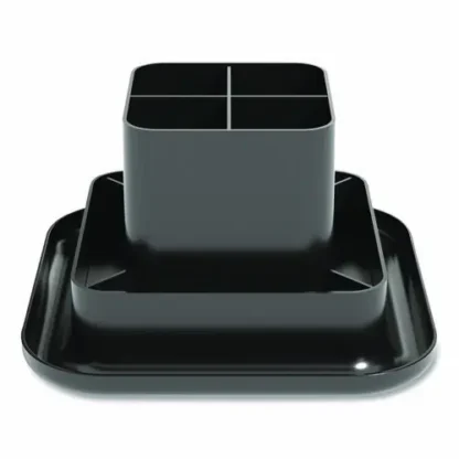 TRU RED™ Plastic Rotating Organizer, 9 Compartments, Black