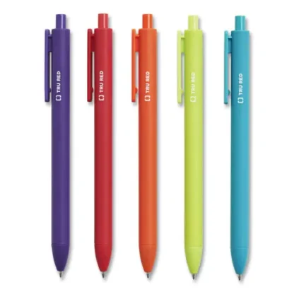 TRU RED™ Quick Dry Gel Pen, Retractable, Medium 0.7 mm, Assorted Ink and Barrel Colors, 5/Pack