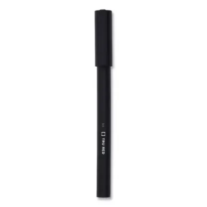 TRU RED™ Quick Dry Gel Pen, Stick, Fine 0.5 mm, Black Ink, Black Barrel, Dozen