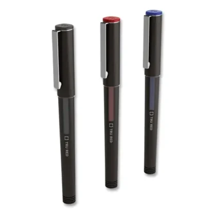 TRU RED™ Rollerball Pen, Stick, Fine 0.5 mm, Assorted Ink and Barrel Colors, 3/Pack