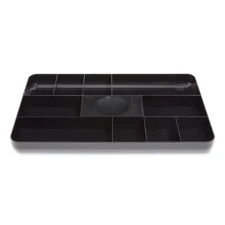 TRU RED™ Shallow Plastic Drawer Organizer, 13 Compartments, Black