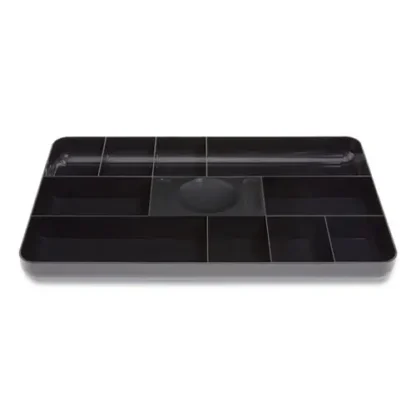 TRU RED™ Shallow Plastic Drawer Organizer, 13 Compartments, Black