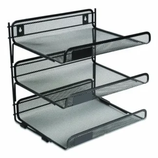 TRU RED™ Side-Load Open Design Wire Mesh Horizontal Document Organizer, 3 Sections, Matte Black