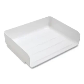 TRU RED™ Side-Load Stackable Plastic Document Tray, 1 Section, Letter-Size, White, 2/Pack