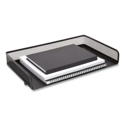 TRU RED™ Side-Load Stackable Wire Mesh Document Tray, Legal Size, Matte Black