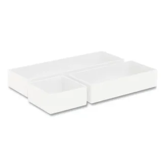 TRU RED™ Three-Piece Plastic Drawer Organizer, White, 3/Set