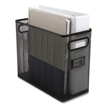 TRU RED™ Wire Mesh Box-Style Vertical Document Organizer, Matte Black