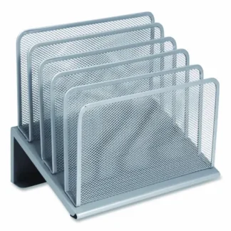 TRU RED™ Wire Mesh Incline Sorter, 5 Sections, Letter-Size, Silver