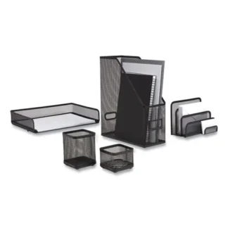 TRU RED™ Wire Mesh Organizer Set, 5 Pieces, Matte Black