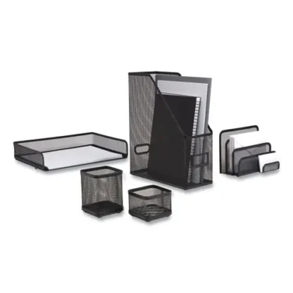 TRU RED™ Wire Mesh Organizer Set, 5 Pieces, Matte Black