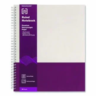 TRU RED™ Wirebound Hardcover Notebook, 1-Subject, Narrow Rule, Gray/Purple Cover, 80 Sheets, 11 x 8.5 Inches