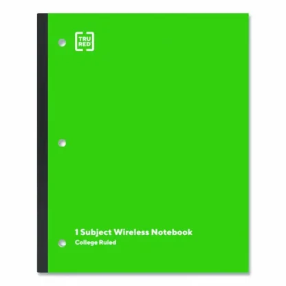 TRU RED™ Wireless One-Subject Notebook, Medium/College Rule, Green Cover, 80 Sheets, 11" x 8.5"