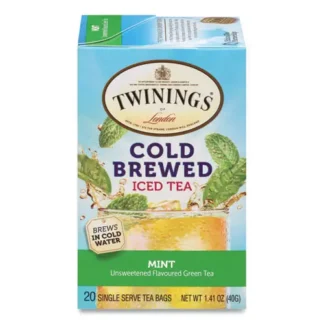TWININGS® Cold Brew Iced Tea Bags, Mint, 20 Tea Bags/Box