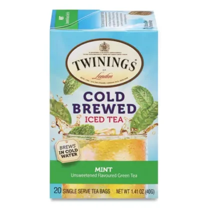 TWININGS® Cold Brew Iced Tea Bags, Mint, 20 Tea Bags/Box