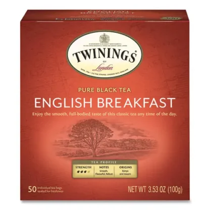 TWININGS® Tea Bags, English Breakfast, 50/Box