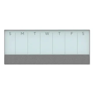 U Brands 3N1 Magnetic Glass Dry Erase Combo Board, Weekly Planning, Gray/White Surface, White Frame, 36 x 25 inches (Actual Size: 36 x 15.25 inches)