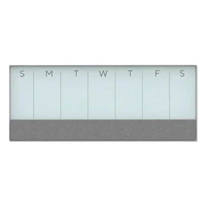 U Brands 3N1 Magnetic Glass Dry Erase Combo Board, Weekly Planning, Gray/White Surface, White Frame, 36 x 25 inches (Actual Size: 36 x 15.25 inches)