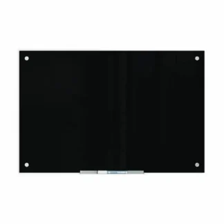 U Brands Black Glass Dry Erase Board, 36" x 24" (Actual Size: 35" x 23"), Black Surface