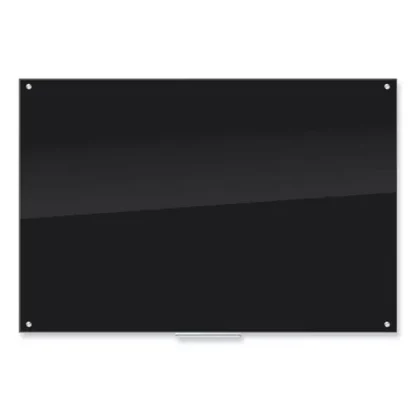 U Brands Black Glass Dry Erase Board, 72" x 48" (Actual Size: 70" x 47"), Black Surface