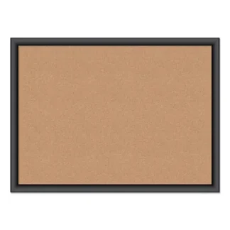 U Brands Cork Bulletin Board, 24" x 18", Tan Surface, Black Wood Frame