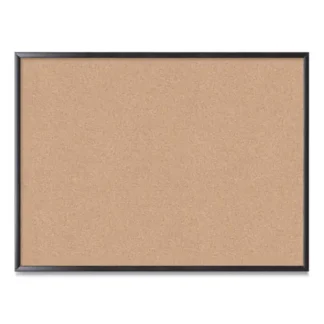 U Brands Cork Bulletin Board, 48" x 36", Tan Surface, Black Wood Frame