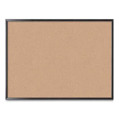 U Brands Cork Bulletin Board, 48" x 36", Tan Surface, Black Wood Frame