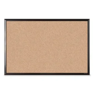 U Brands Cork Bulletin Board with Aluminum Frame, Tan Surface, Black Frame, 36" x 24" (Actual Size: 35" x 23")
